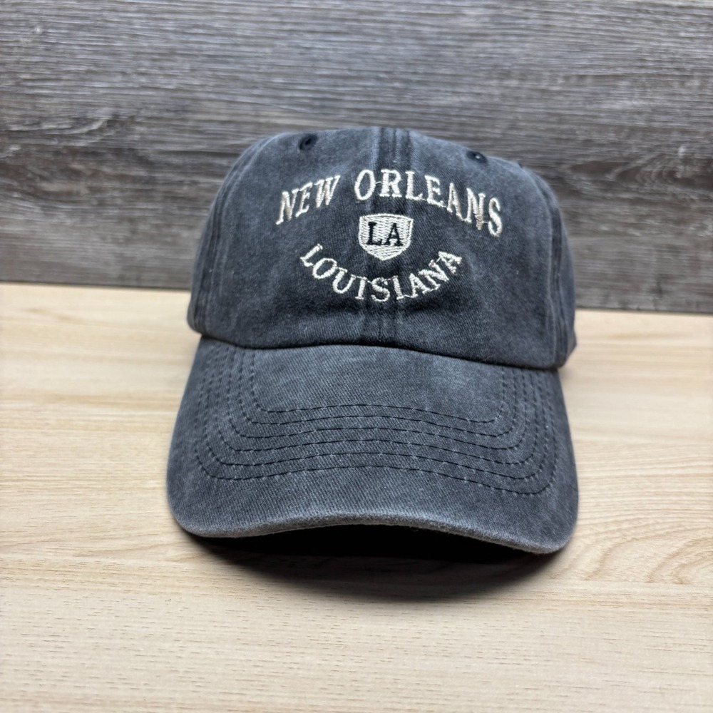 New Orleans Louisiana Hat Cap Strap Back Gray NOLA Travel Souvenir French